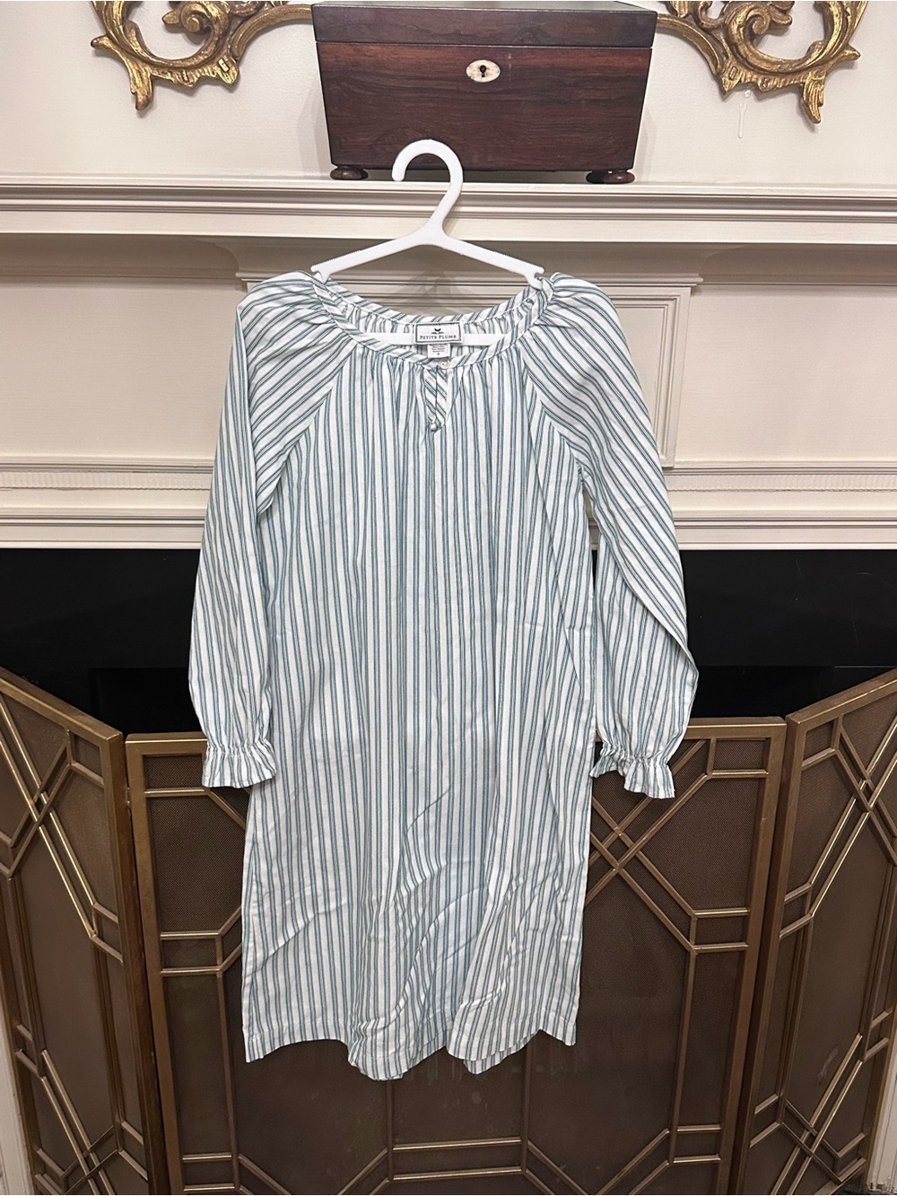 Striped Blue & White Girls' Long Sleeve Dress